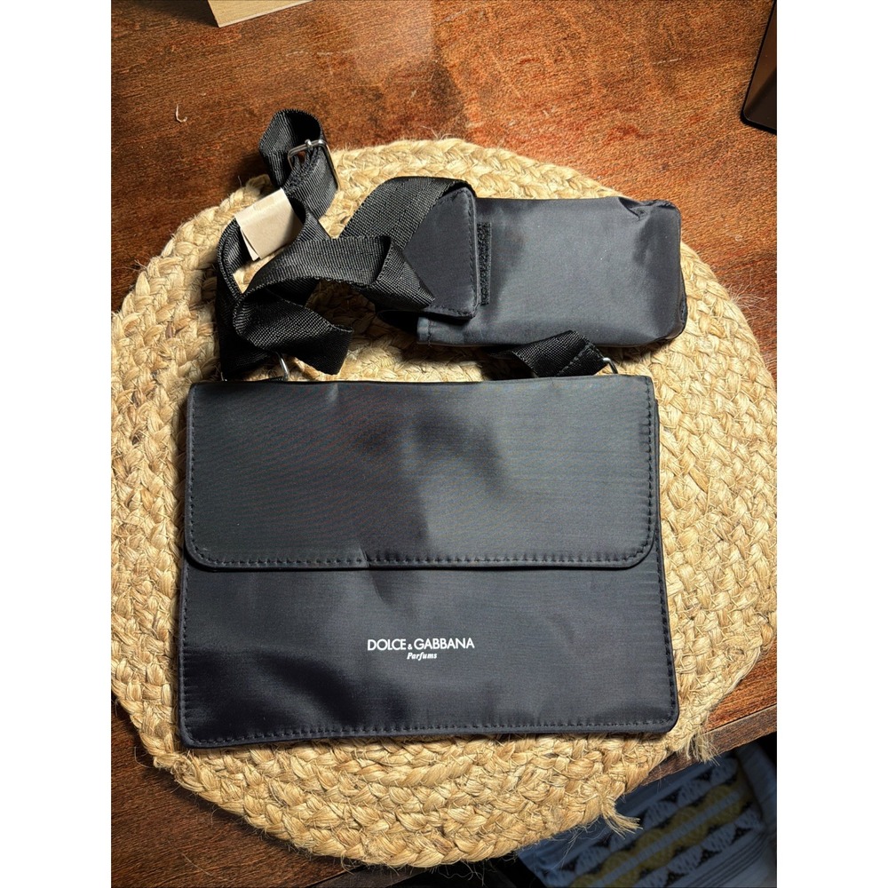 DOLCE & GABBANA Parfumes Bag Black Nylon Bag With Phone Case New Unisex Vintage
